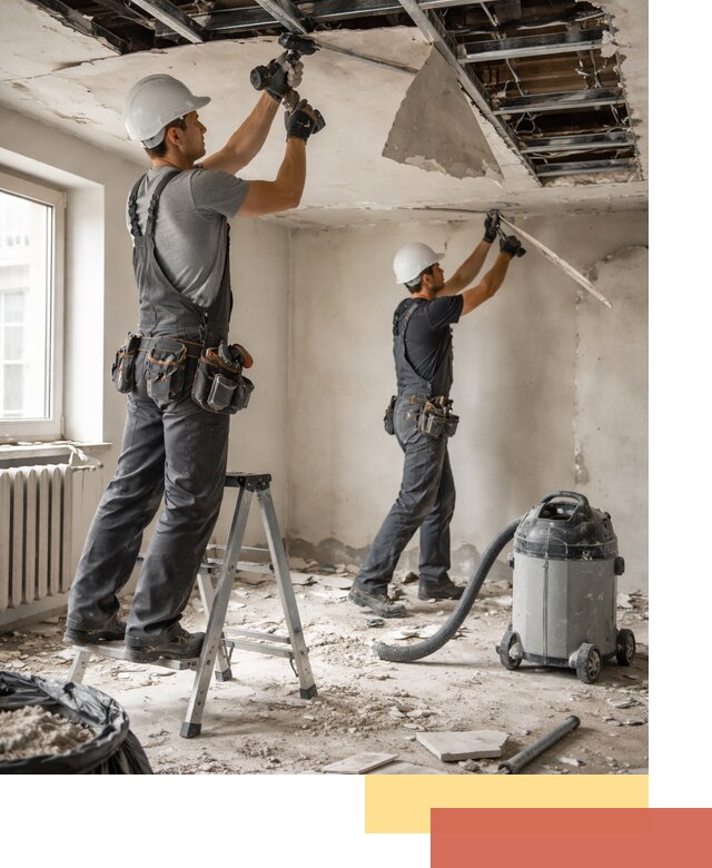 Демонтаж гипсокартонного потолка в железнодорожном быстро и аккуратно