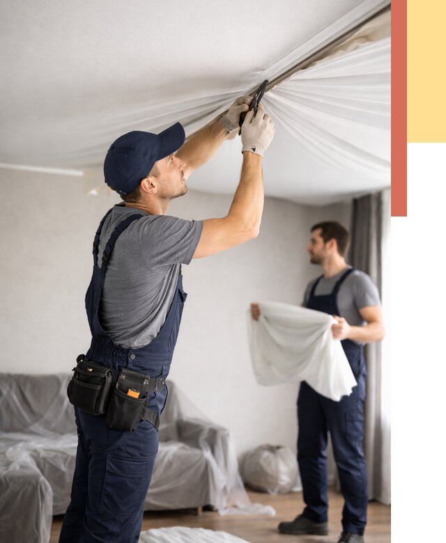 Демонтаж натяжного потолка в железнодорожном от 4614 руб. — снятие и разбор под ключ | ОТДЕЛОЧНИК-Жлз