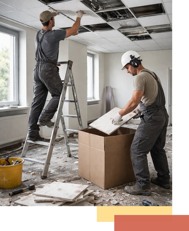 Демонтаж потолочной плитки в железнодорожном быстро и аккуратно