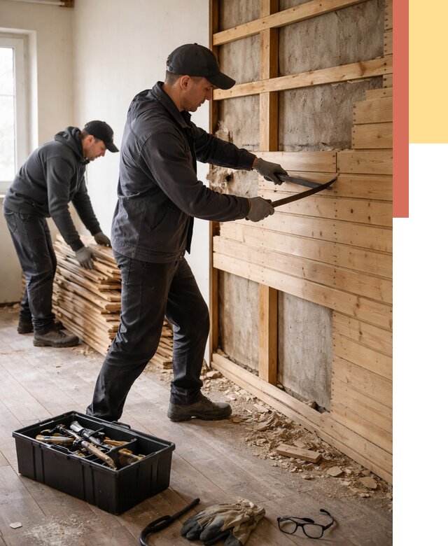 Демонтаж вагонки в железнодорожном от 3897 руб/м2 — быстро и недорого | ОТДЕЛОЧНИК-Жлз