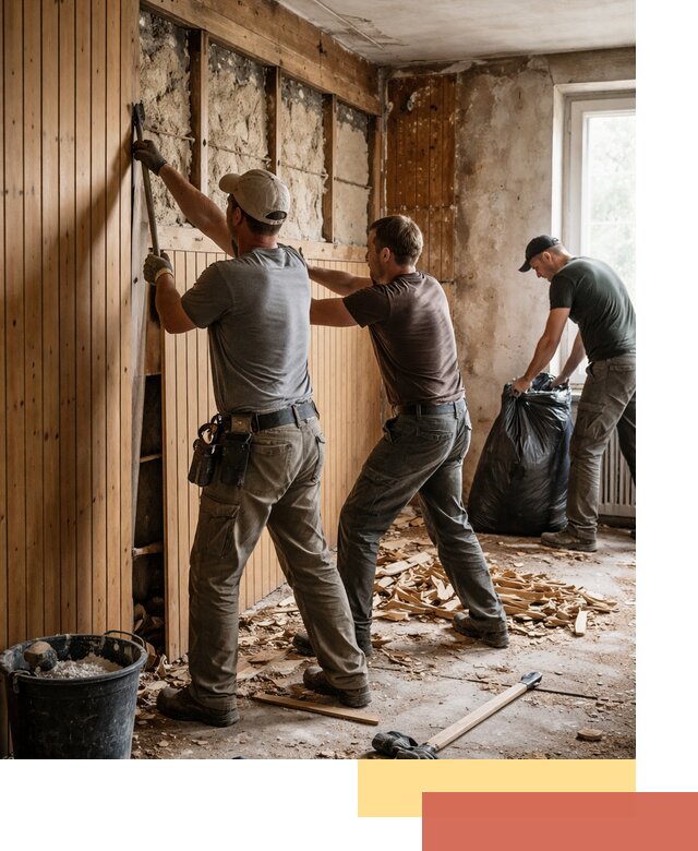 Демонтаж вагонки и вывоз материалов в железнодорожном