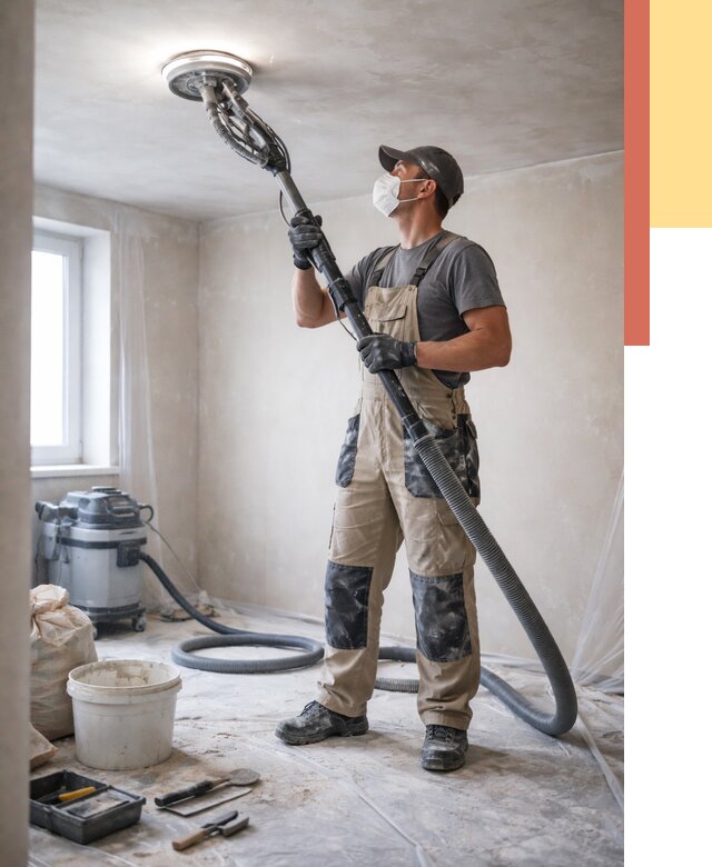 Шлифовка потолка в железнодорожном от 3589 руб. — услуги шлифования потолка | ОТДЕЛОЧНИК-Жлз