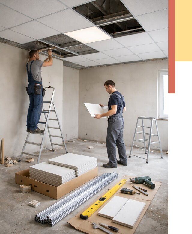 Монтаж потолка армстронг в железнодорожном от 4614 руб/м2 — быстрая установка под ключ | ОТДЕЛОЧНИК-Жлз