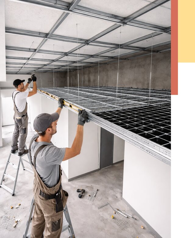 Монтаж потолка грильято в железнодорожном от 461 руб./м² — быстрая сборка под ключ | ОТДЕЛОЧНИК-Жлз