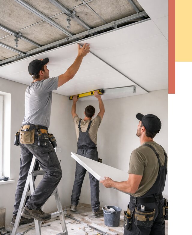 Монтаж потолка из ПВХ панелей в железнодорожном от 3589 руб./м2 — быстро и недорого | ОТДЕЛОЧНИК-Жлз