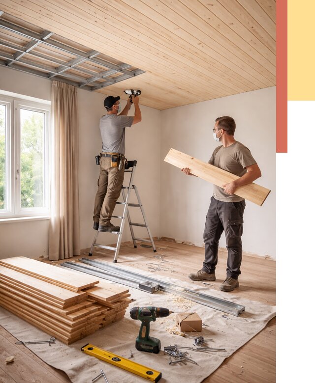 Монтаж потолка из вагонки в железнодорожном от 6665 руб. | Быстро и недорого — ОТДЕЛОЧНИК-Жлз