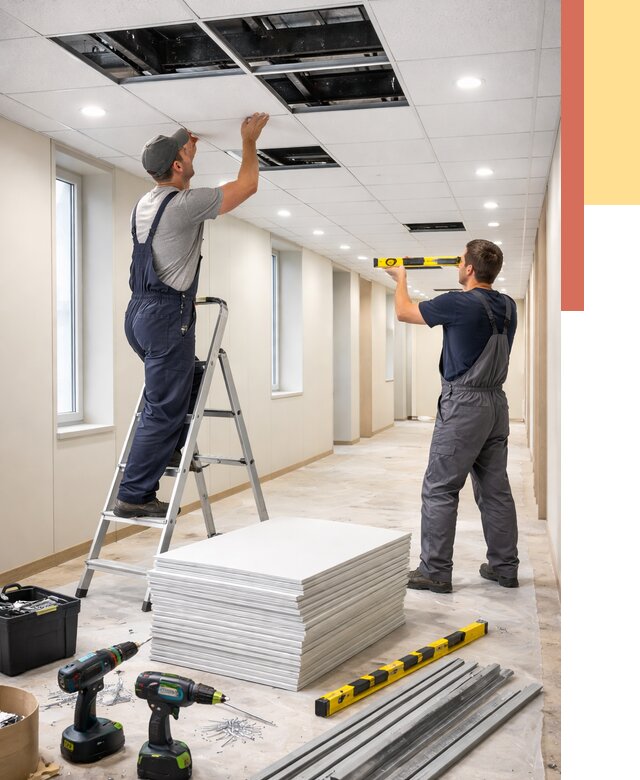 Ремонт потолка Армстронг в железнодорожном от 4614 руб. — быстро и недорого | ОТДЕЛОЧНИК-Жлз