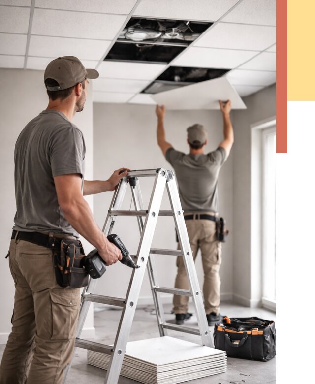 Обслуживание подвесного потолка в железнодорожном от 3589 руб. — быстро и недорого | ОТДЕЛОЧНИК-Жлз