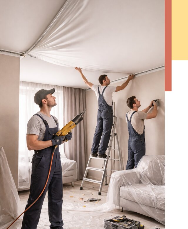 Установка натяжного потолка в железнодорожном от 4614 руб. | Быстро и недорого — ОТДЕЛОЧНИК-Жлз