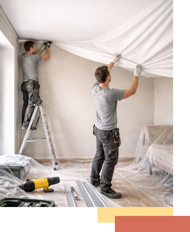 Монтаж тканевого натяжного потолка в железнодорожном недорого и быстро