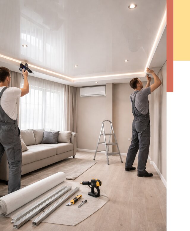 Монтаж глянцевого натяжного потолка в железнодорожном от 769 руб. под ключ | ОТДЕЛОЧНИК-Жлз