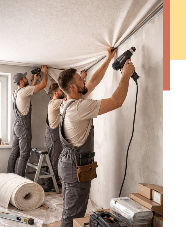 Монтаж фактурного натяжного потолка в железнодорожном от 769 руб. — ОТДЕЛОЧНИК-Жлз