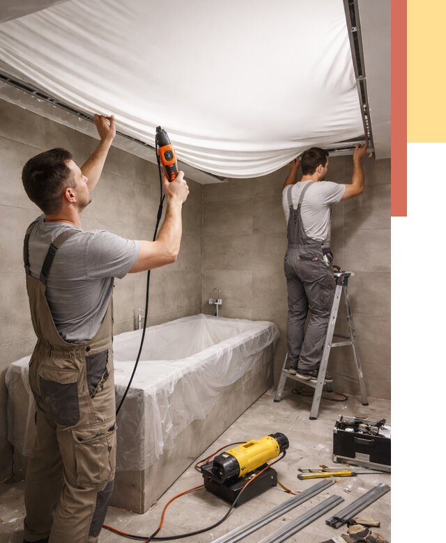 Монтаж натяжного потолка в ванной в железнодорожном от 1230 руб. под ключ | ОТДЕЛОЧНИК-Жлз