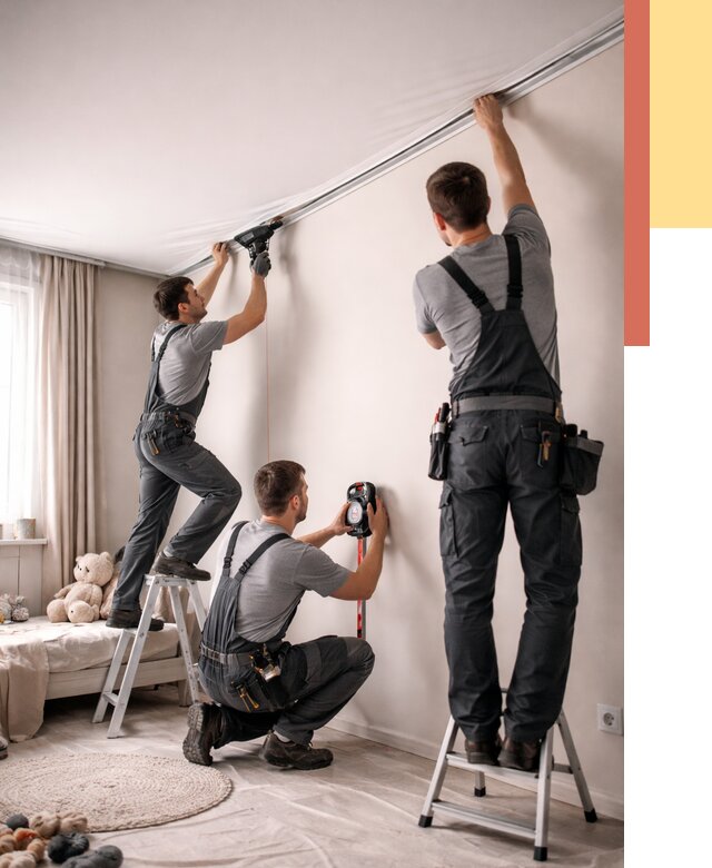 Монтаж натяжного потолка в детской в железнодорожном от 3589 руб. — быстро и недорого | ОТДЕЛОЧНИК-Жлз