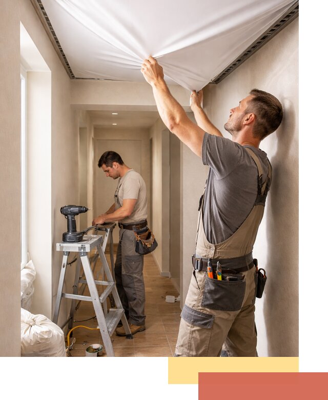 Монтаж натяжного потолка в прихожей в железнодорожном