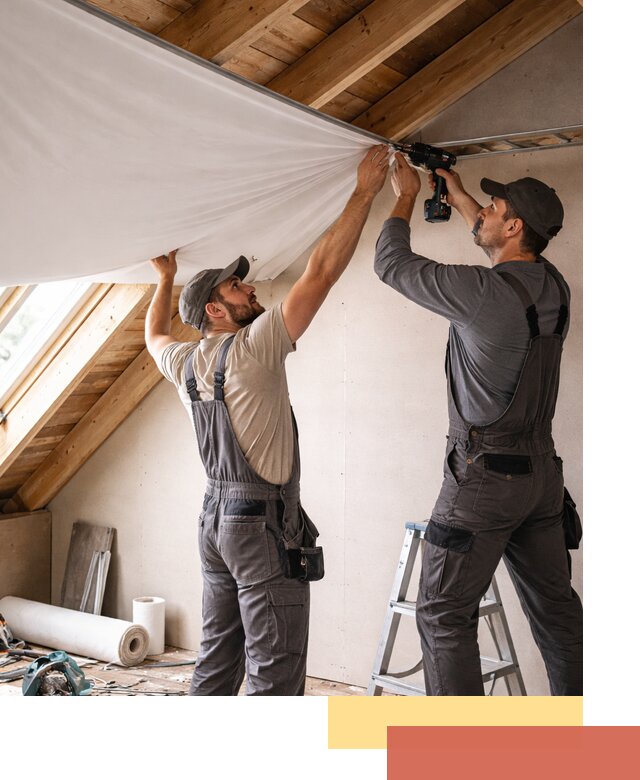Монтаж натяжного потолка в мансарде в железнодорожном