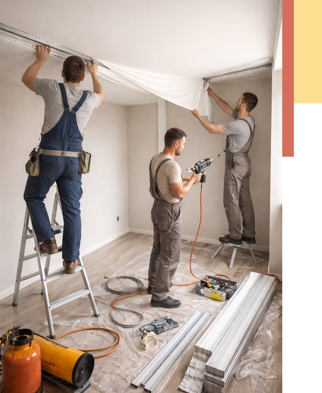 Монтаж натяжного потолка в студии в железнодорожном от 5640 руб. — быстро и недорого | ОТДЕЛОЧНИК-Жлз