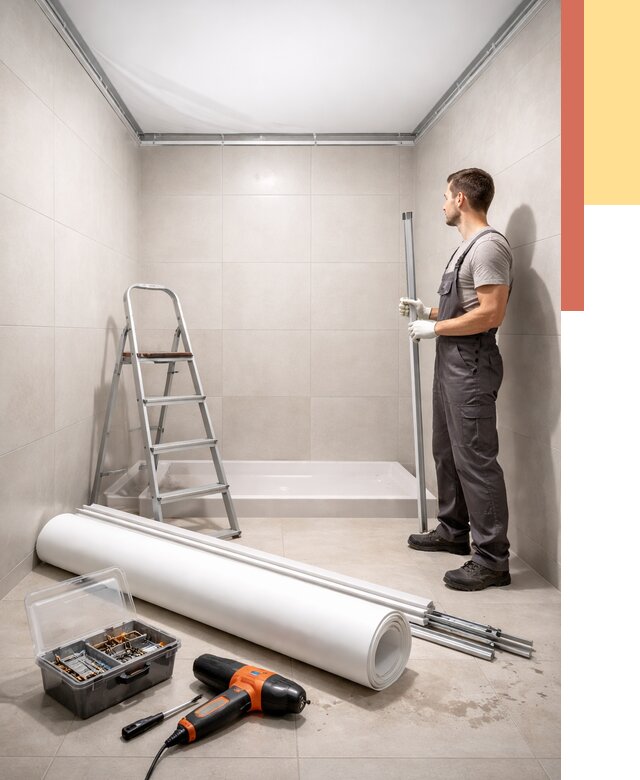 Монтаж натяжного потолка в санузле в железнодорожном от 1897 руб. — ОТДЕЛОЧНИК-Жлз