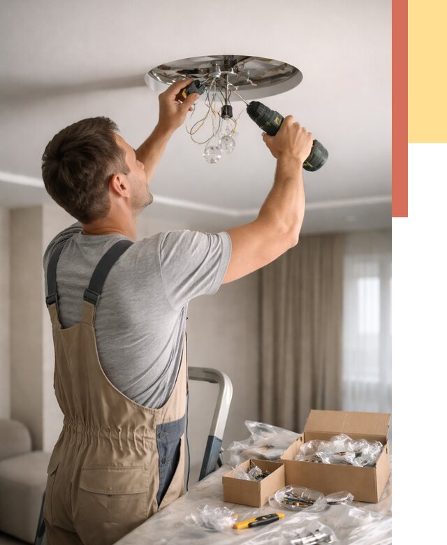 Установка люстры в натяжной потолок в железнодорожном от 1230 руб. | Быстро и недорого — ОТДЕЛОЧНИК-Жлз