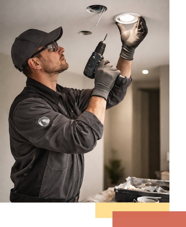 Установка точечных светильников в натяжной потолок в железнодорожном