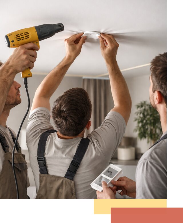 Ремонт прокола полотна натяжного потолка в железнодорожном