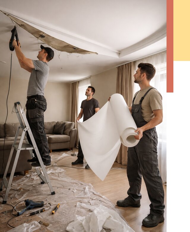 Замена полотна натяжного потолка в железнодорожном от 9741 руб. быстро и недорого | ОТДЕЛОЧНИК-Жлз