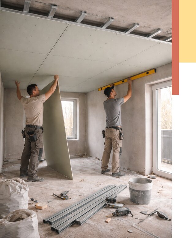 Одноуровневый потолок из гипсокартона в железнодорожном от 769 руб. — монтаж под ключ | ОТДЕЛОЧНИК-Жлз