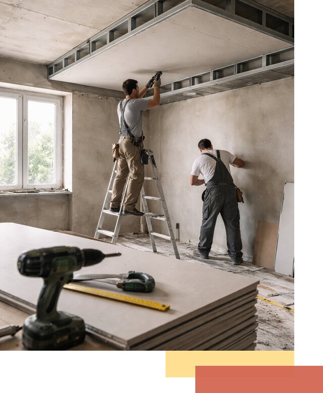 Двухуровневый потолок из гипсокартона в железнодорожном