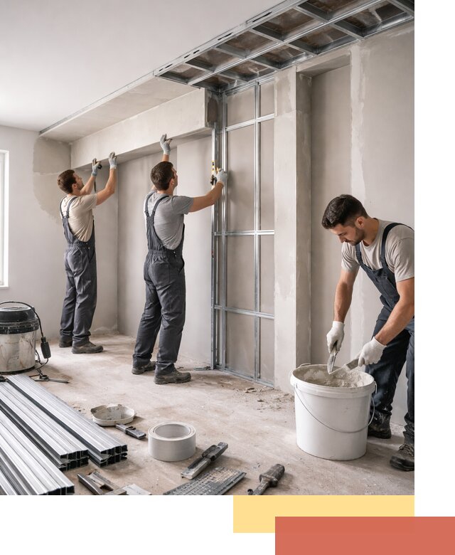 Монтаж потолка из гипсокартона с нишей в железнодорожном