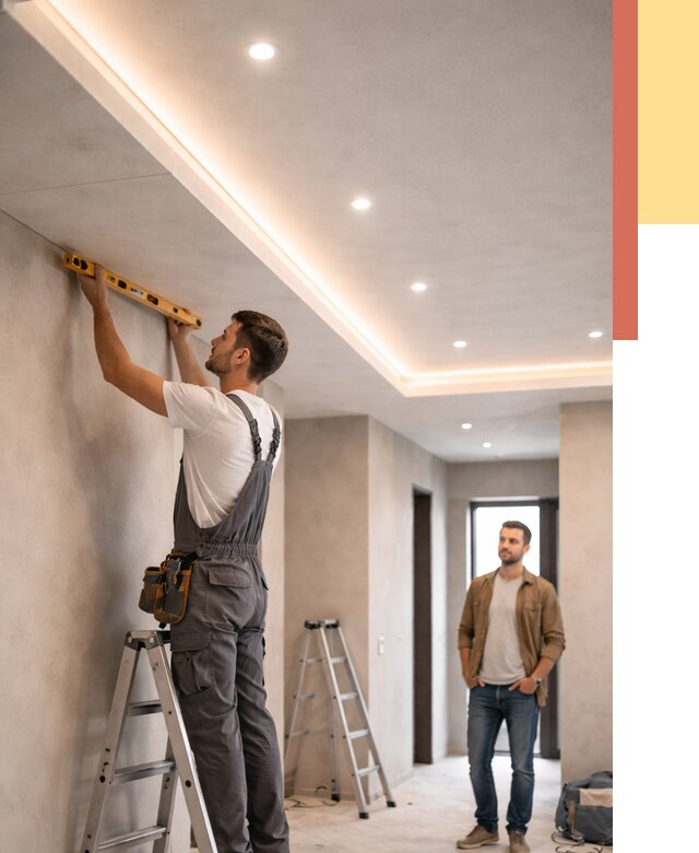 Потолок из гипсокартона с подсветкой в железнодорожном от 769 руб./м2 под ключ | ОТДЕЛОЧНИК-Жлз