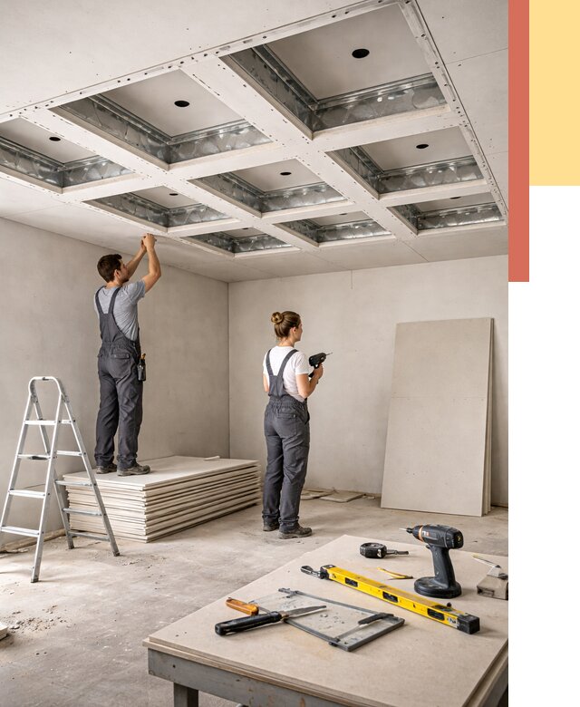 Кессонный потолок из гипсокартона в железнодорожном от 1897 руб. — монтаж и под ключ | ОТДЕЛОЧНИК-Жлз