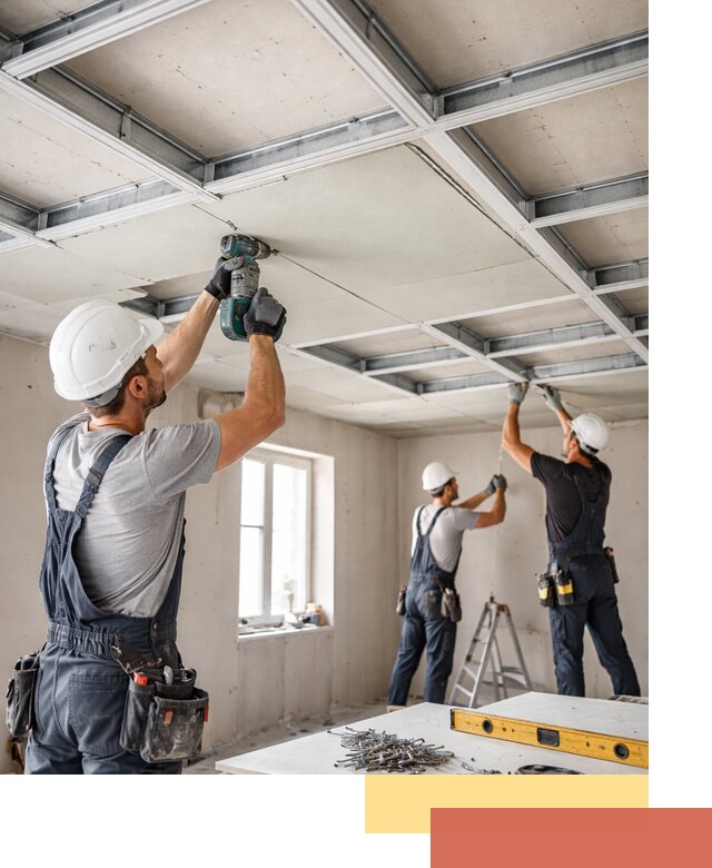 Кессонный потолок из гипсокартона под ключ в железнодорожном