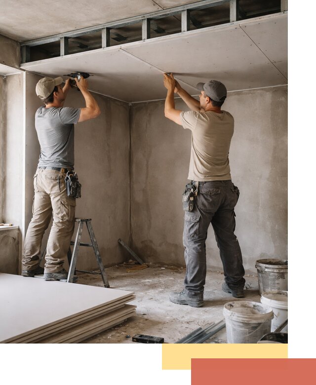 Короб из гипсокартона на потолке под ключ в железнодорожном