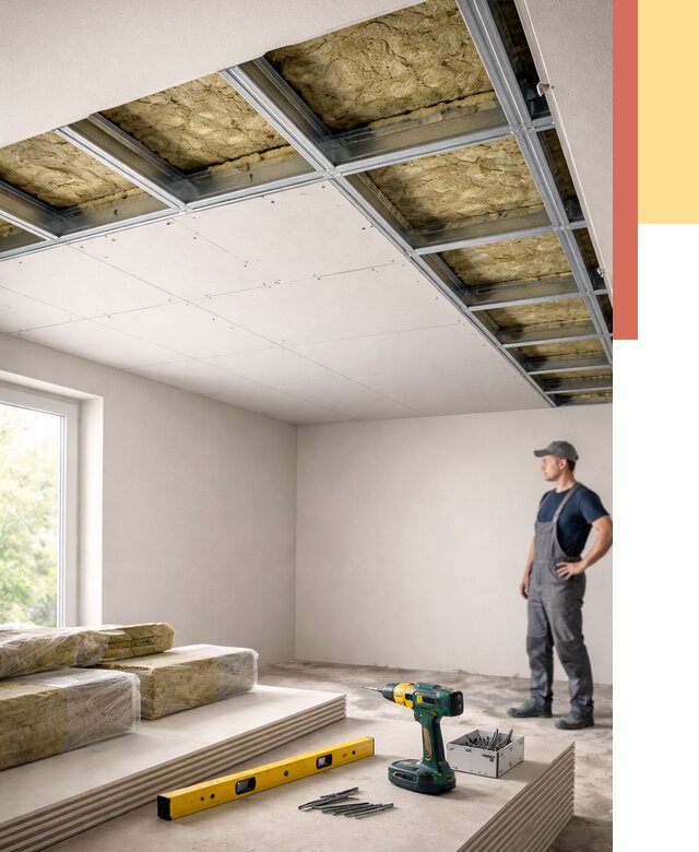 Звукоизоляция потолка ГКЛ в железнодорожном от 974 руб. — монтаж под ключ | ОТДЕЛОЧНИК-Жлз