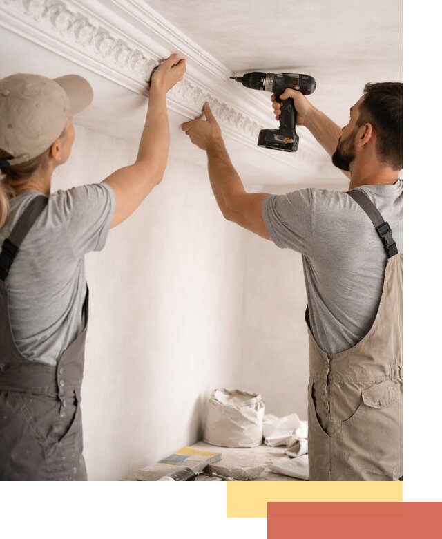 Профессиональный монтаж лепнины на потолок в железнодорожном